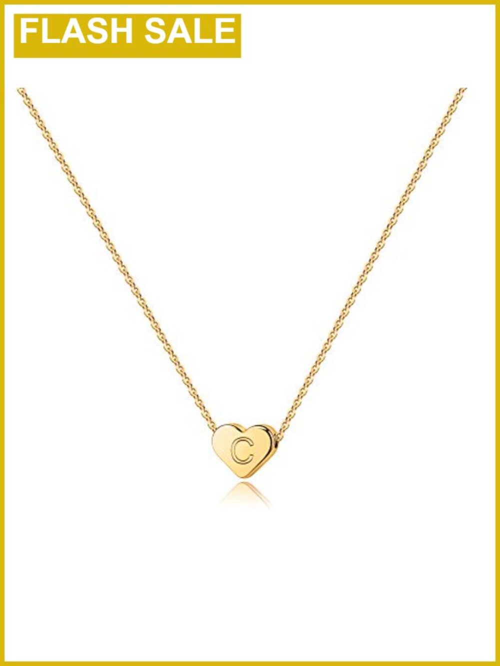 Heart Initial Necklace 14K Gold Plated Girls Jewelry Gift